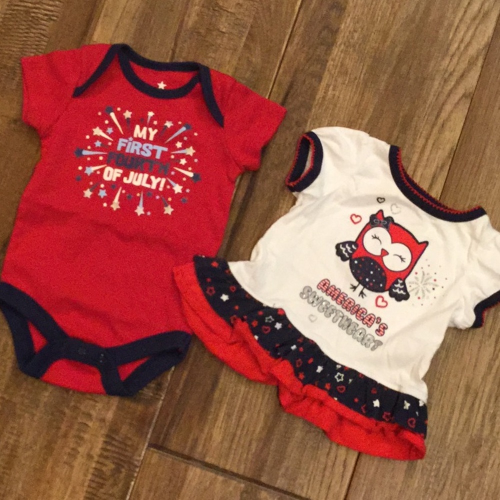 Little one 4th of July shirt and onesie.